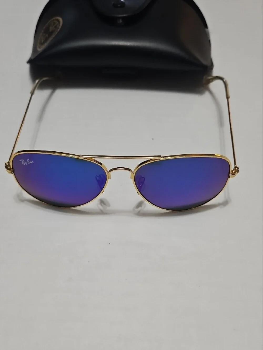 Ray-Ban RB3025 Men’s Gold Aviator Sunglasses W/ Blue Mirrored Lenses 58 14 130